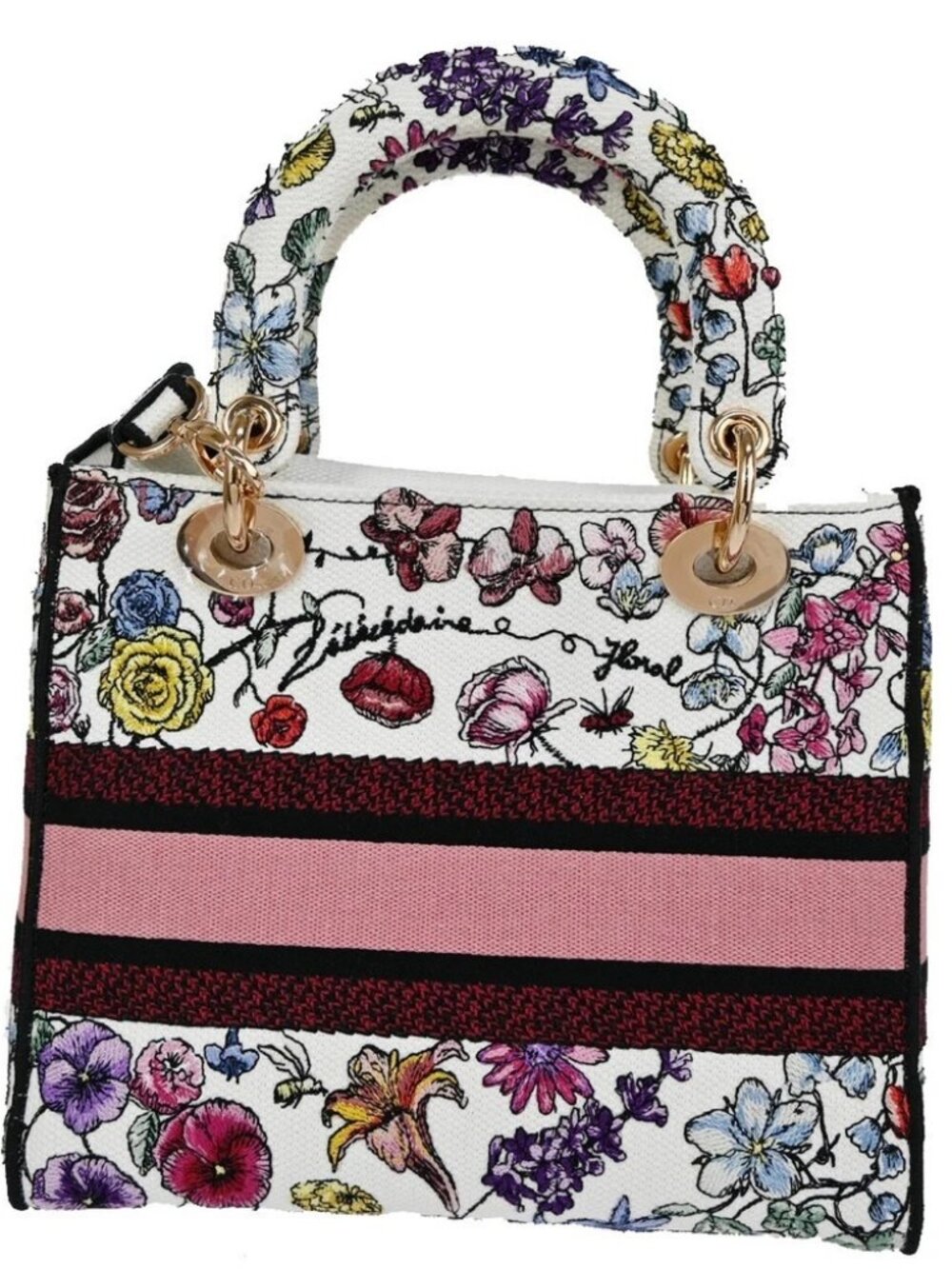 CHRISTIAN DIOR Lady D-Lite Florilegio Embroidery 2Way Hand Bag Canvas - Picture 2 of 15